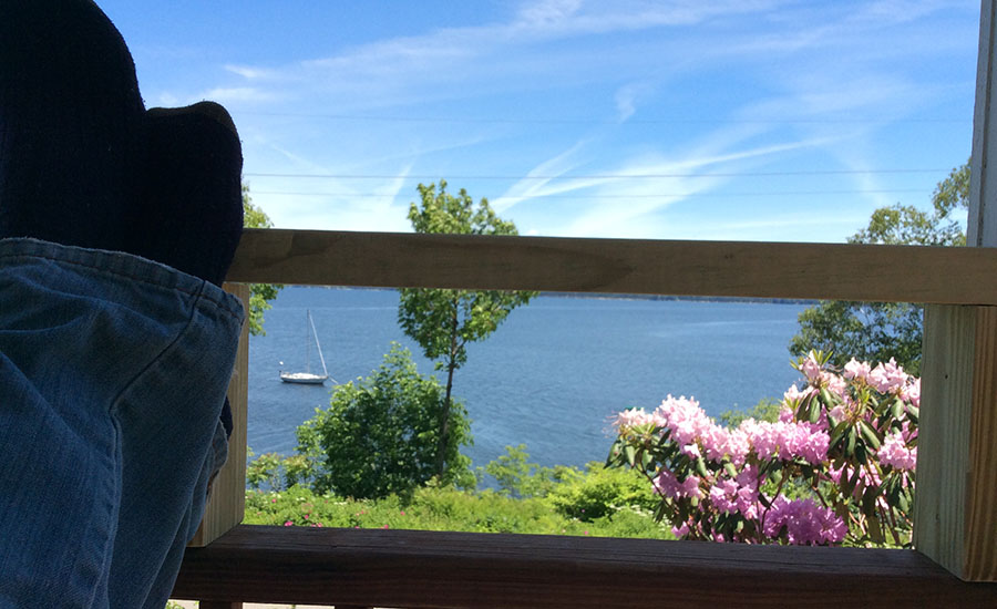 Office on the porch in Maine